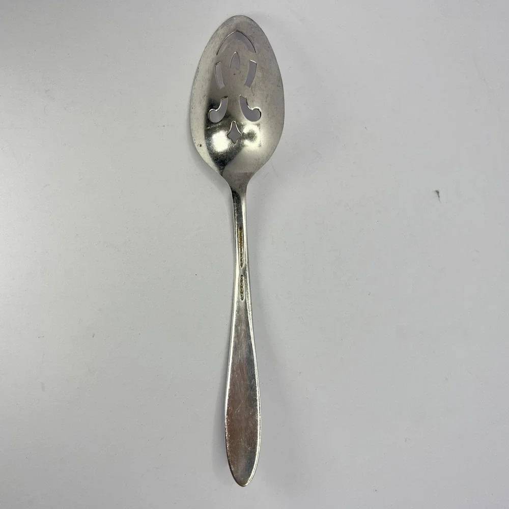 Reverie Pierced Serving Spoon Nobility Plate Silverplate‎ 1937 Art Deco Flatware